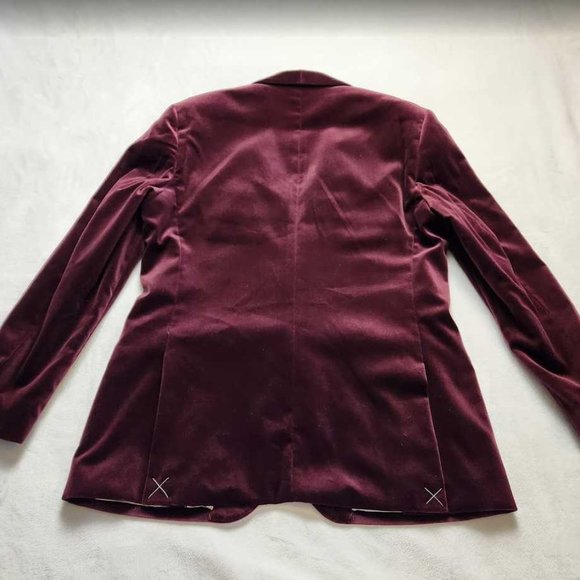 New men's J Crew Ludlow slim-fit shawl-collar tuxedo jacket in red velvet blazer - Picture 9 of 13